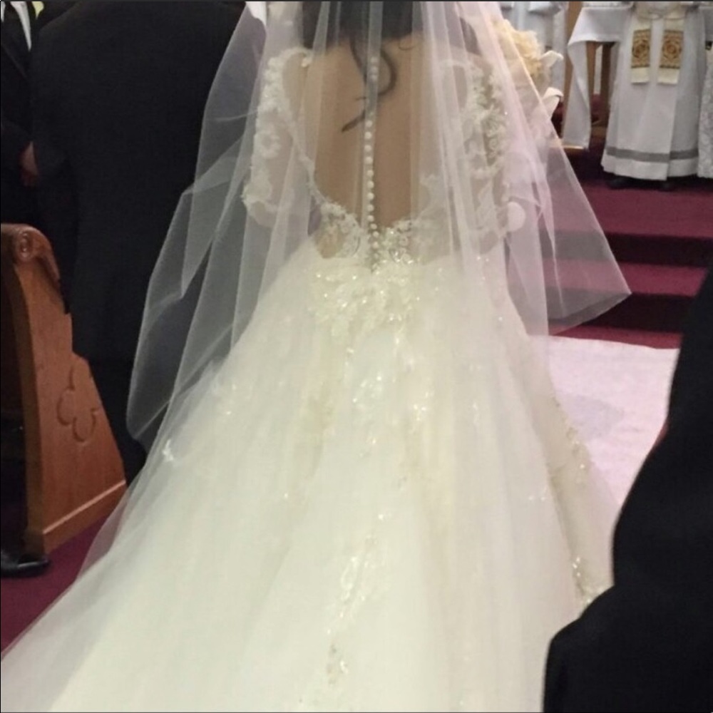 French lace long sleeve a-line wedding dress